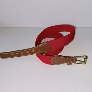 Vintage Dooney and Bourke Men's Belt 36 Brown Leather  and Red wool Made in USA